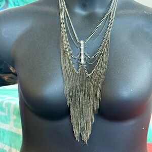 Elegant Silvertone Layered Necklace
